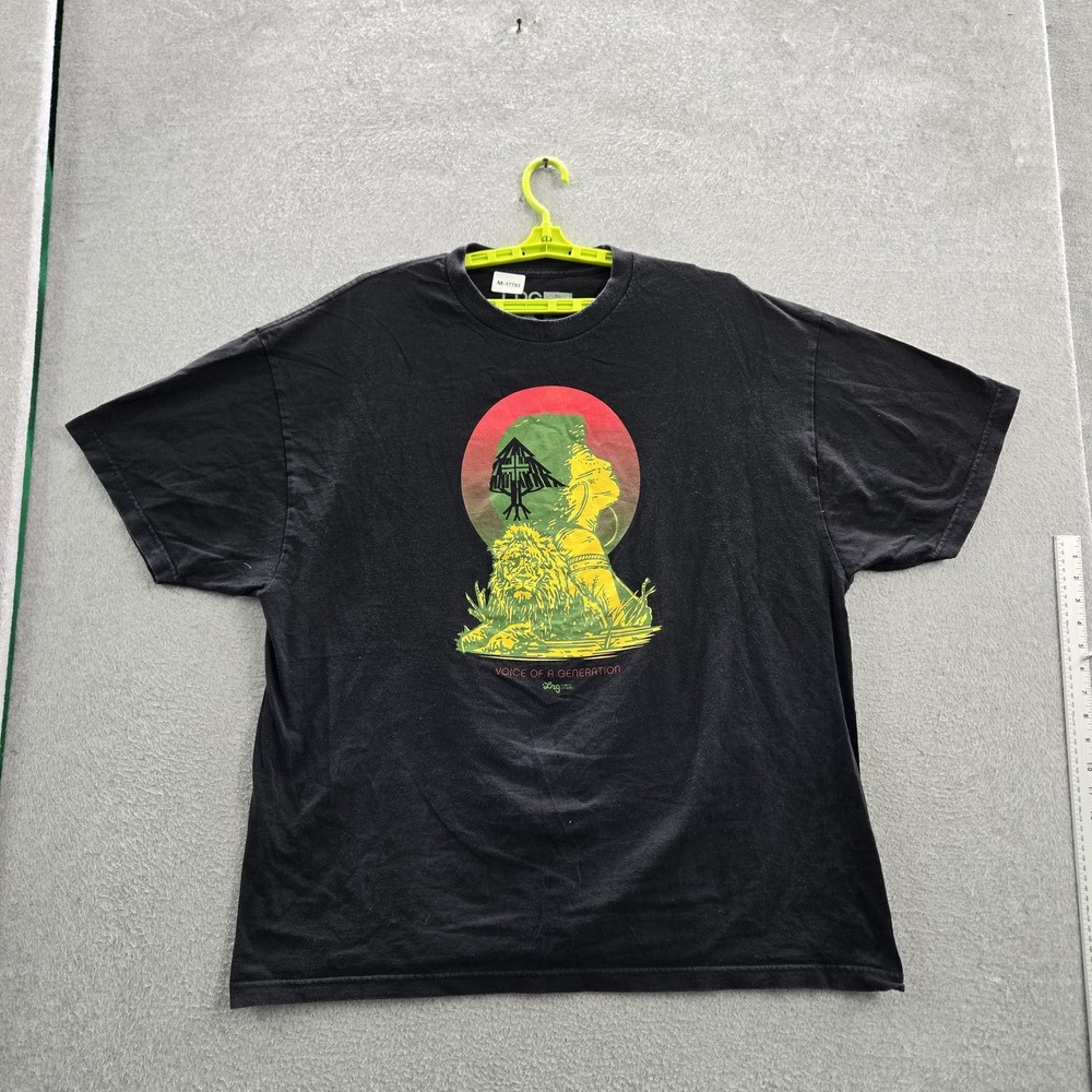 LRG Men Shirt 3XL Black Graphic Print Lion Tribal Rasta Short Sleeve‎ Logo